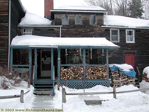 Main house porch in winter